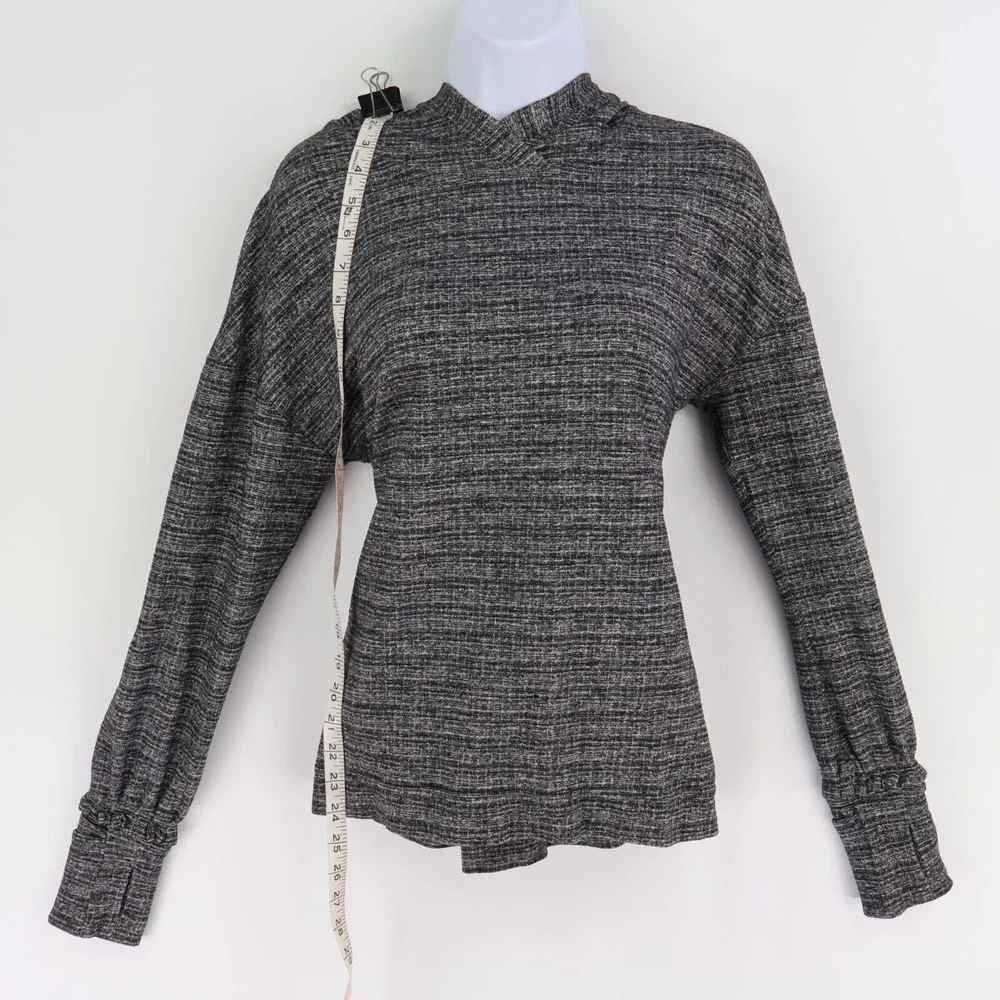 Lululemon Activewear Hooded Pullover Jacket Womens 6 Gray‎ Heathered Thumbholes